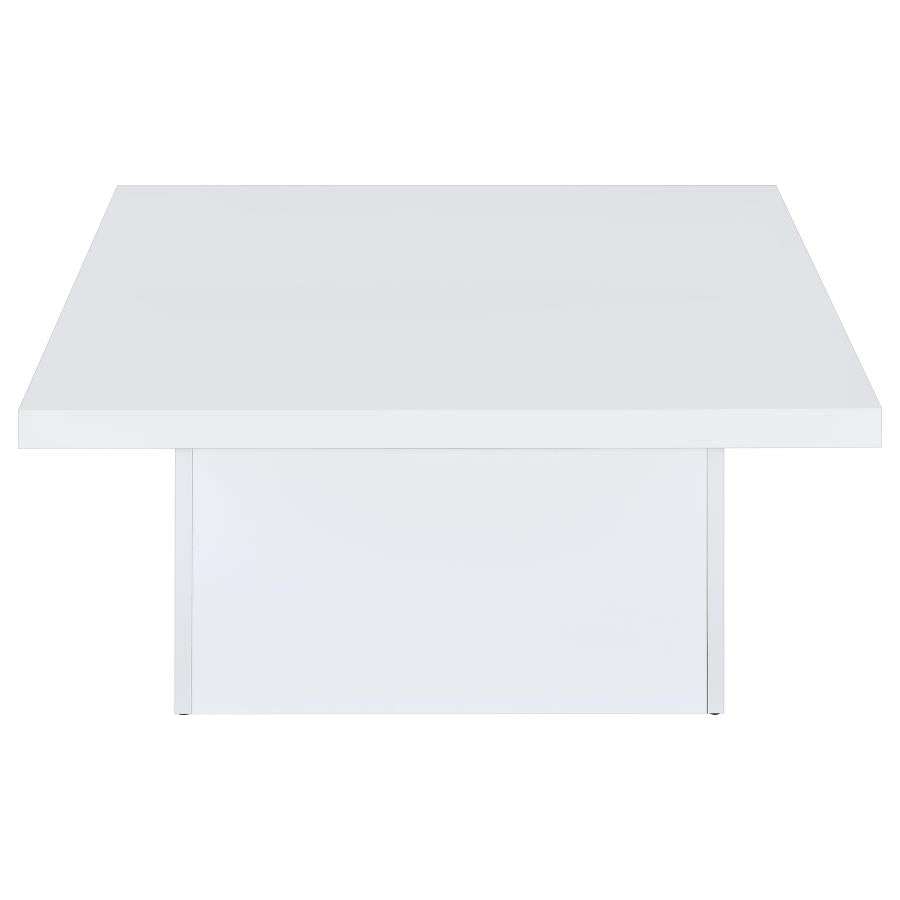 Devar 2-Piece Square Coffee End Table Set White High Gloss
