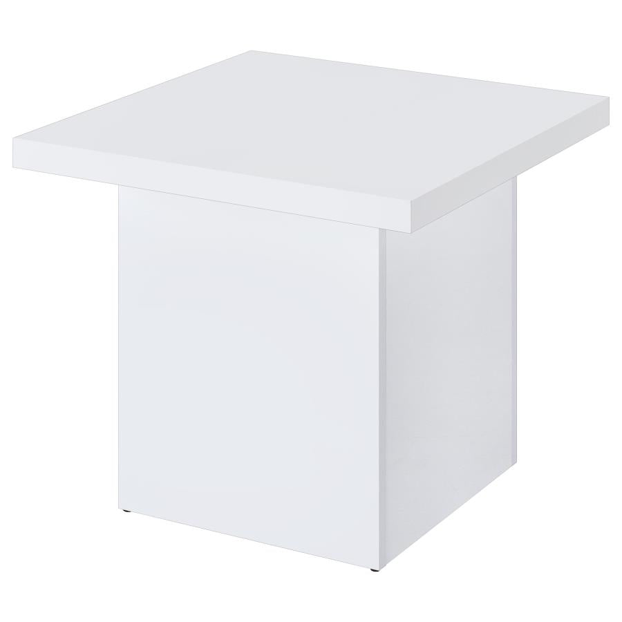 Devar 3-Piece Square Coffee End Table Set White High Gloss