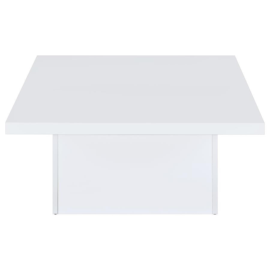 Devar Square Engineered Wood Coffee Table White High Gloss