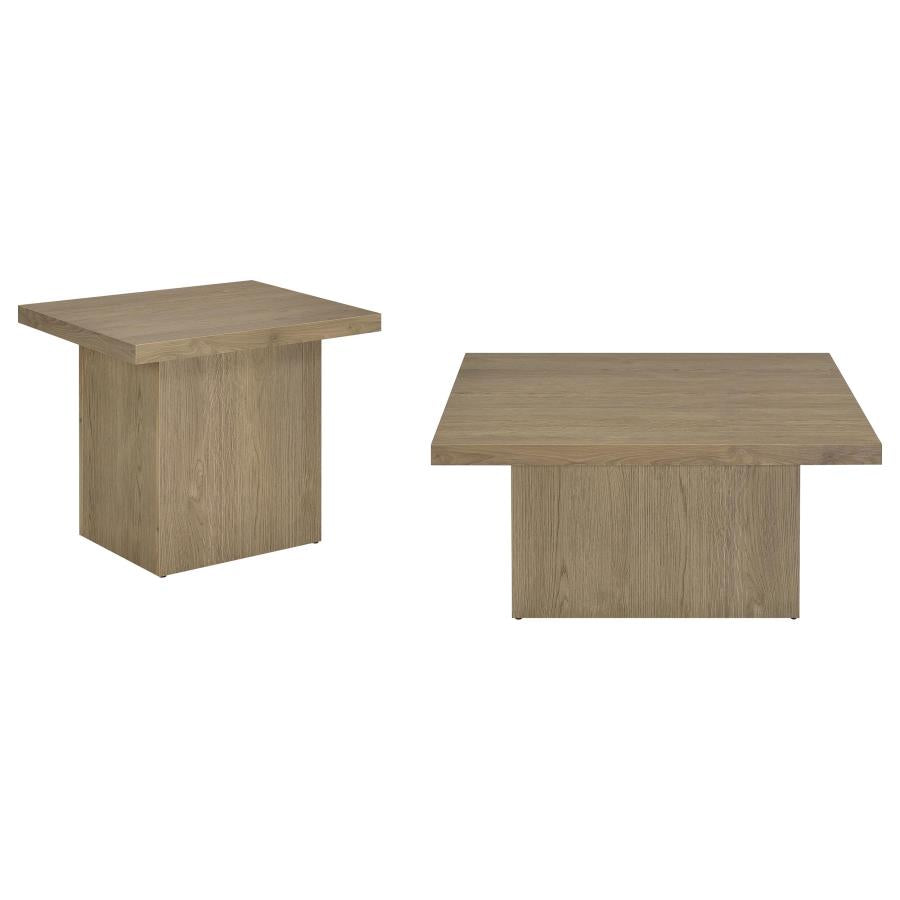 Devar 2-Piece Square Cocktail Coffee End Table Set Latte