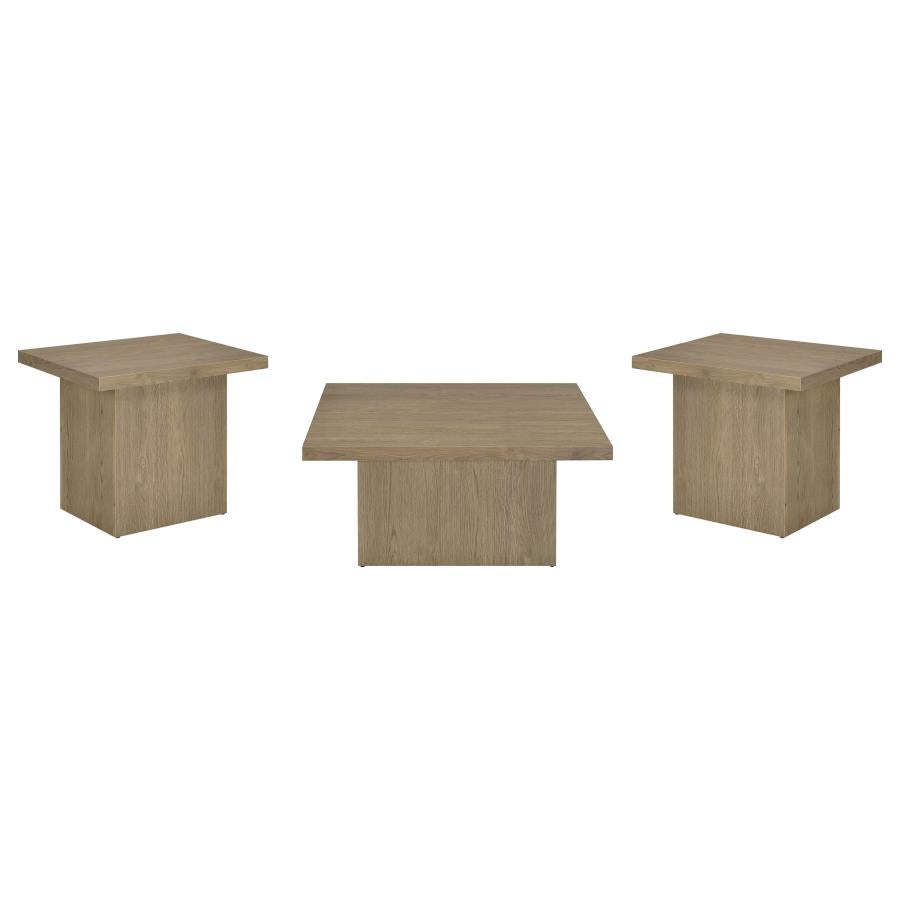 Devar 3-Piece Square Cocktail Coffee End Table Set Latte