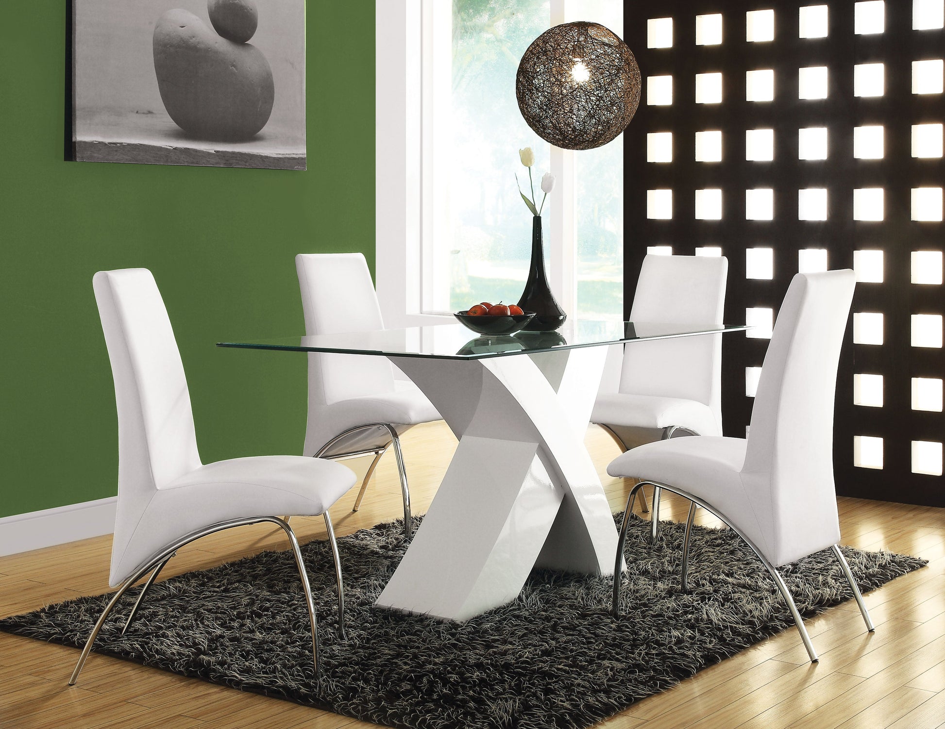 Pervis White & Clear Glass Dining Table - ATL FURNITURE