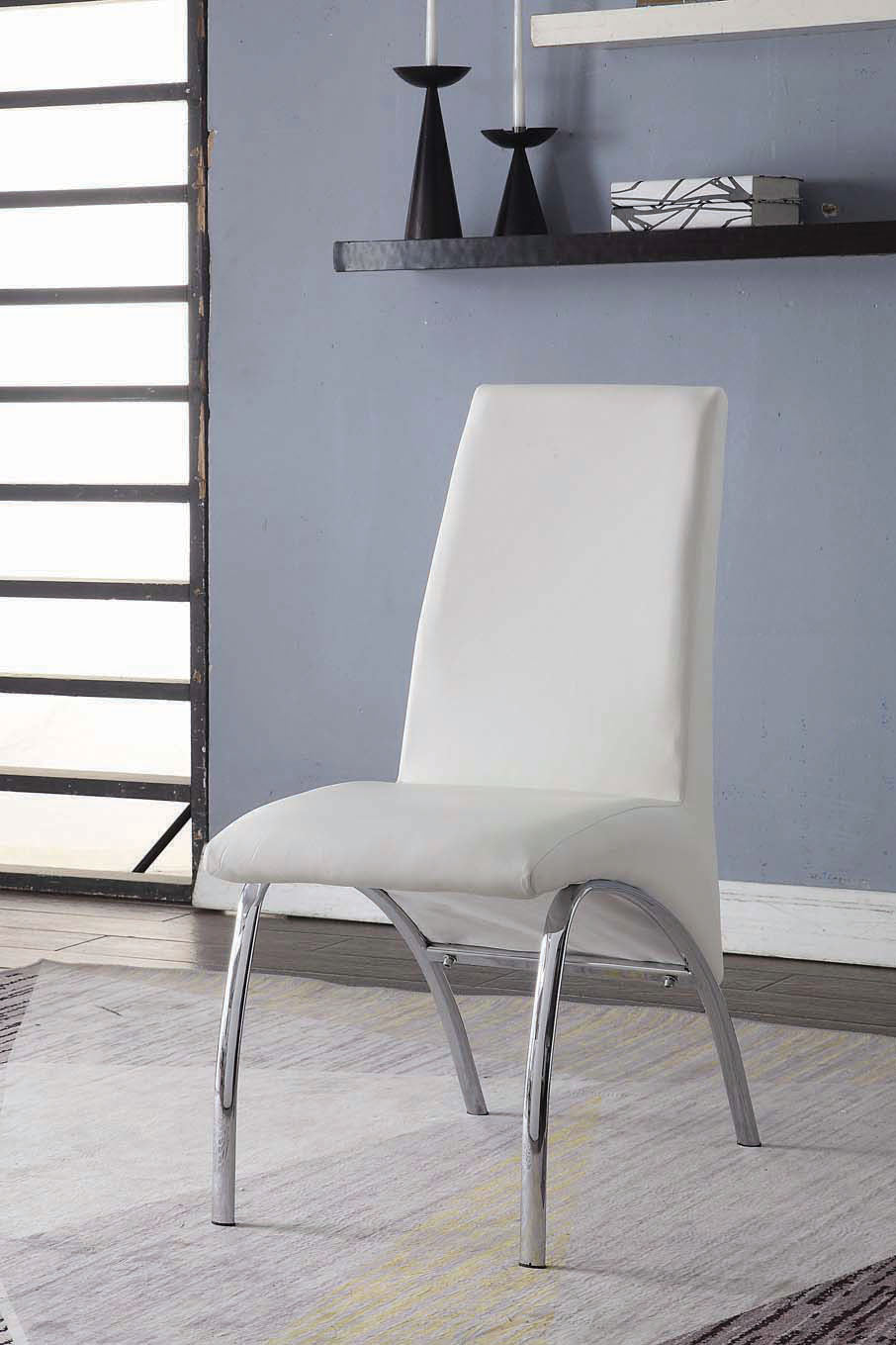 Pervis White PU & Chrome Side Chair - ATL FURNITURE