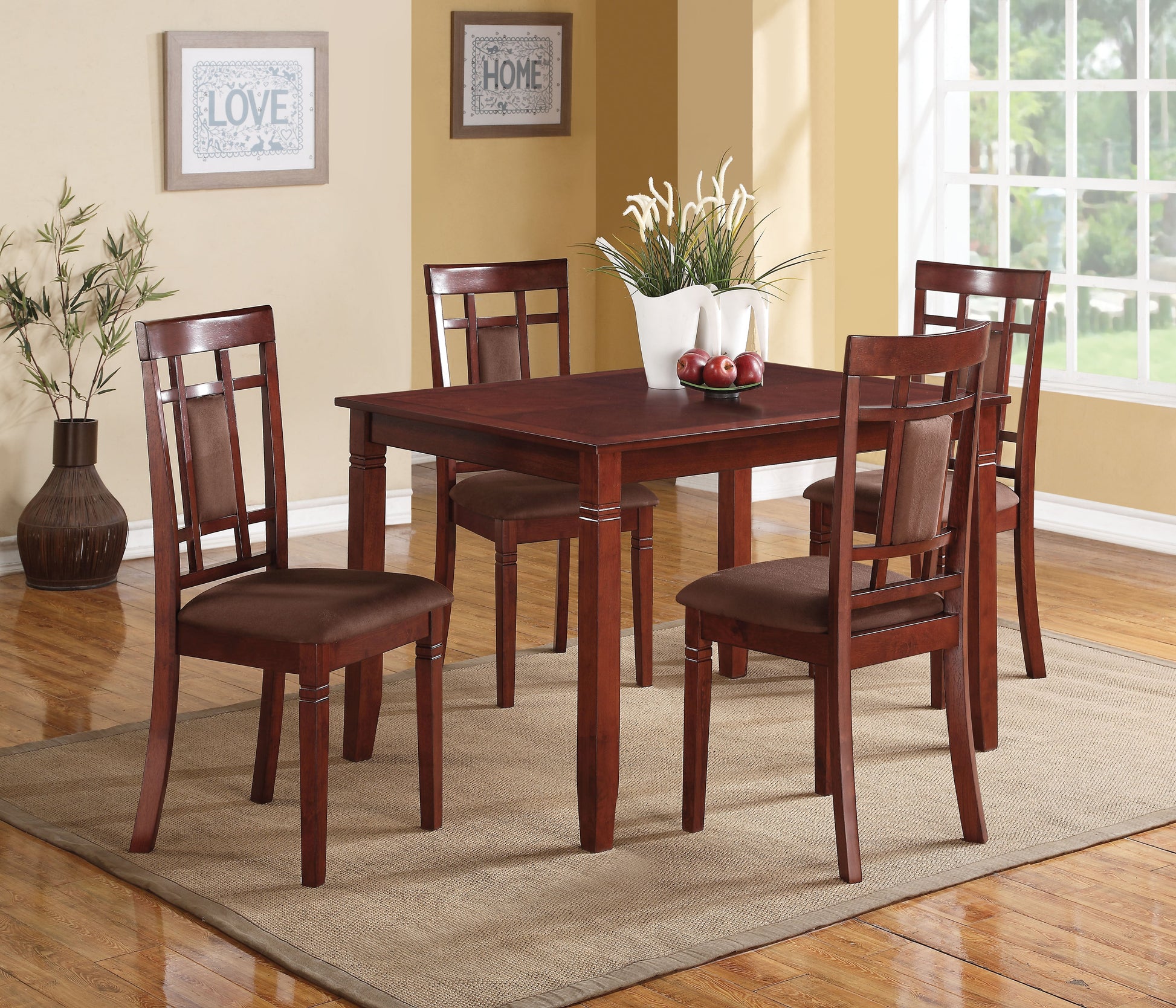 Sonata Cherry & Chocolate Microfiber Dining Set (5Pc Pk) - ATL FURNITURE