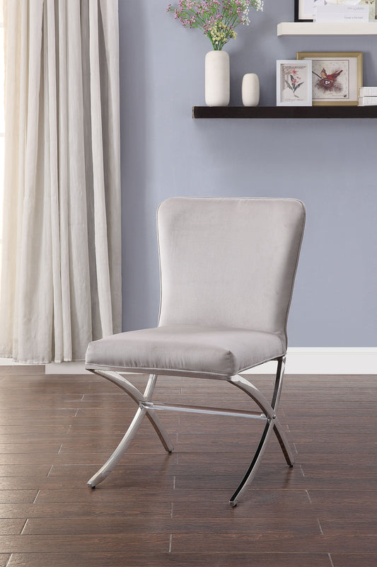 Daire Velvet & Chrome Side Chair - ATL FURNITURE