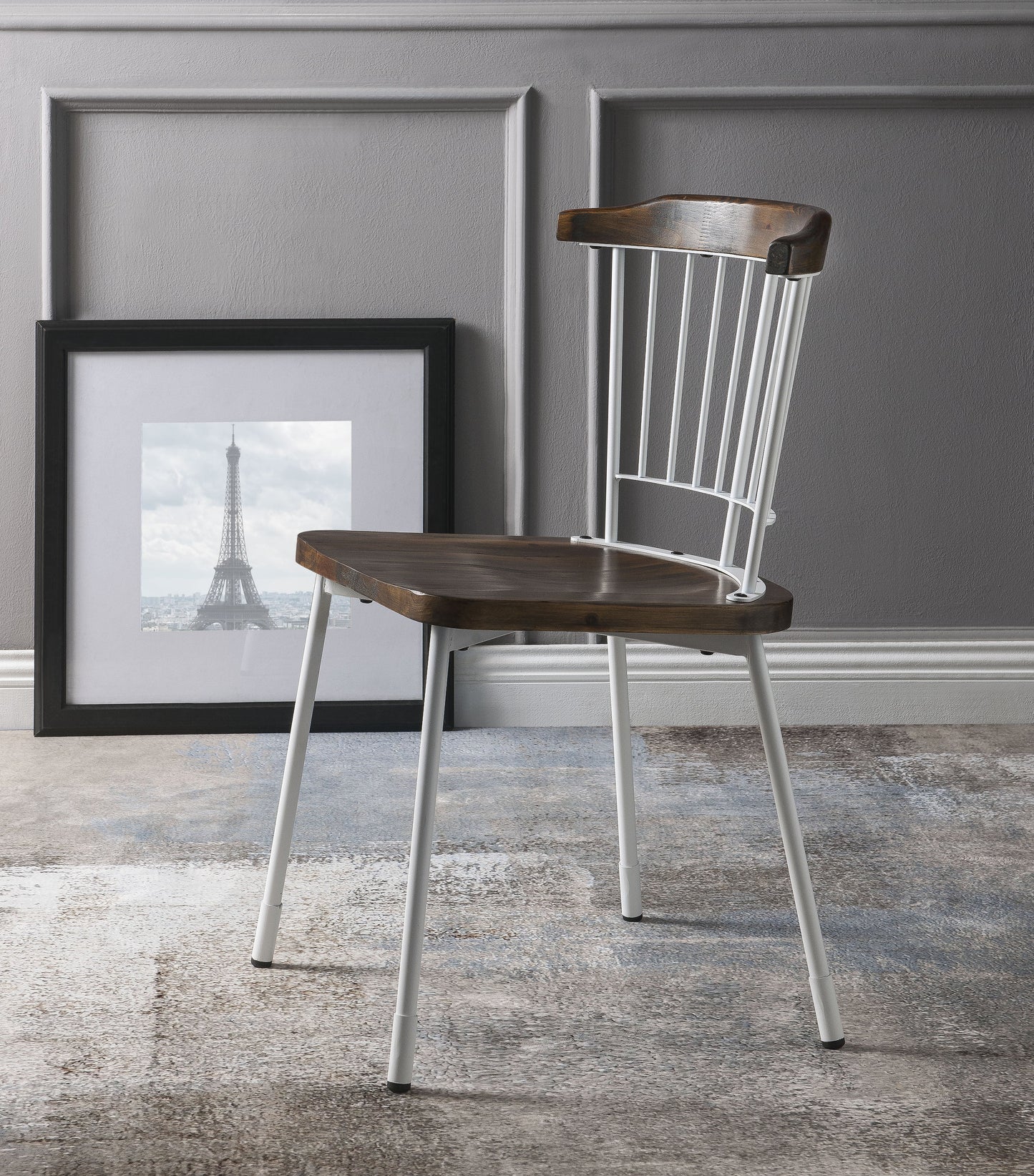 Orien White & Brown Oak Side Chair - ATL FURNITURE