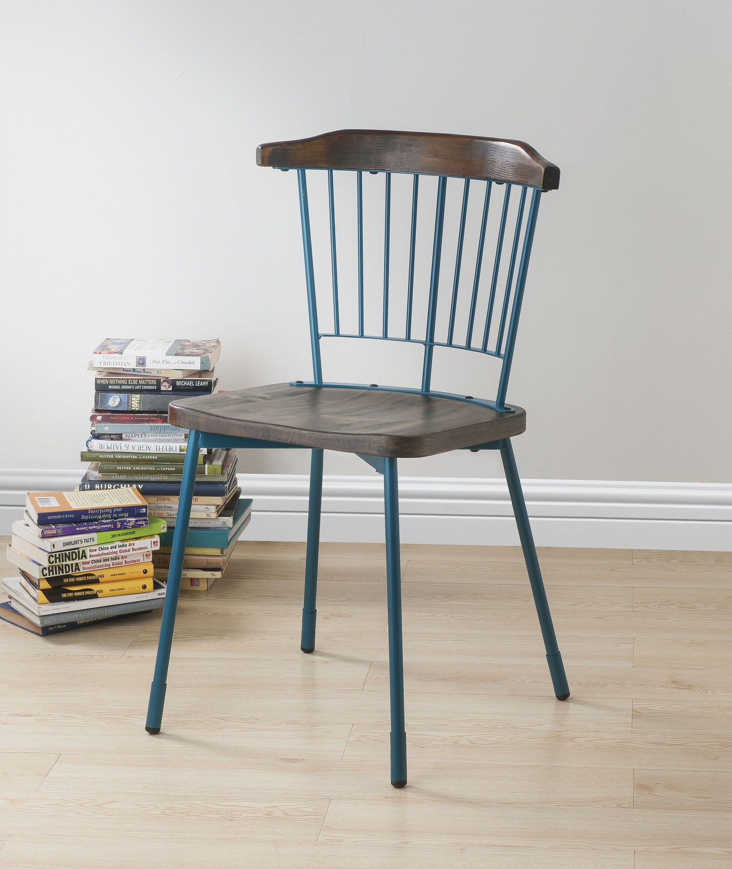 Orien Teal & Brown Oak Side Chair - ATL FURNITURE