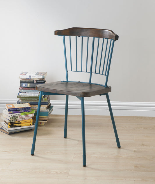 Orien Teal & Brown Oak Side Chair - ATL FURNITURE