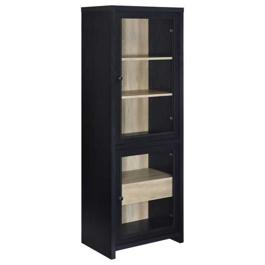 Denison 67-Inch 2-Door Media Tower Storage Cabinet Black