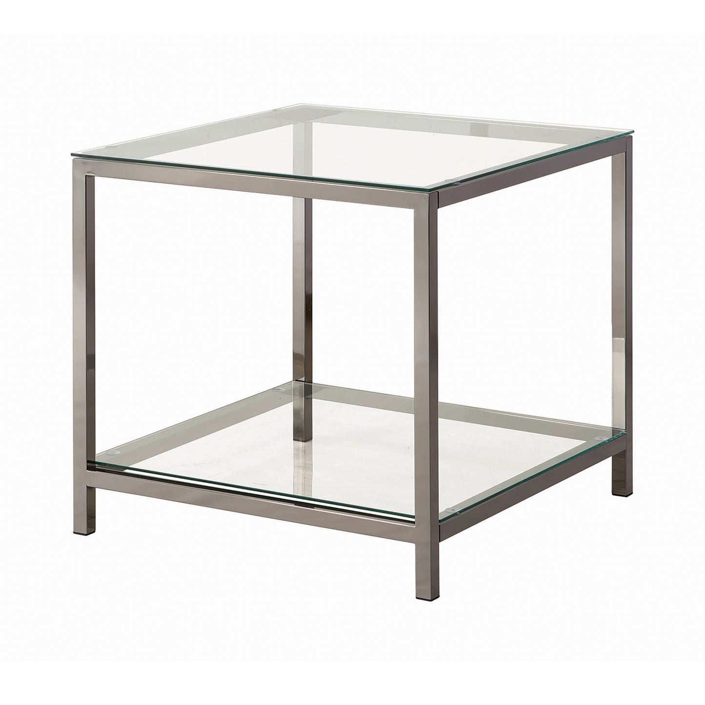 Trini 1-shelf Glass Top Side End Table Black Nickel