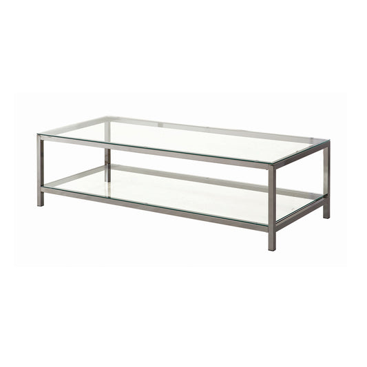 Trini 1-shelf Glass Top Coffee Table Black Nickel