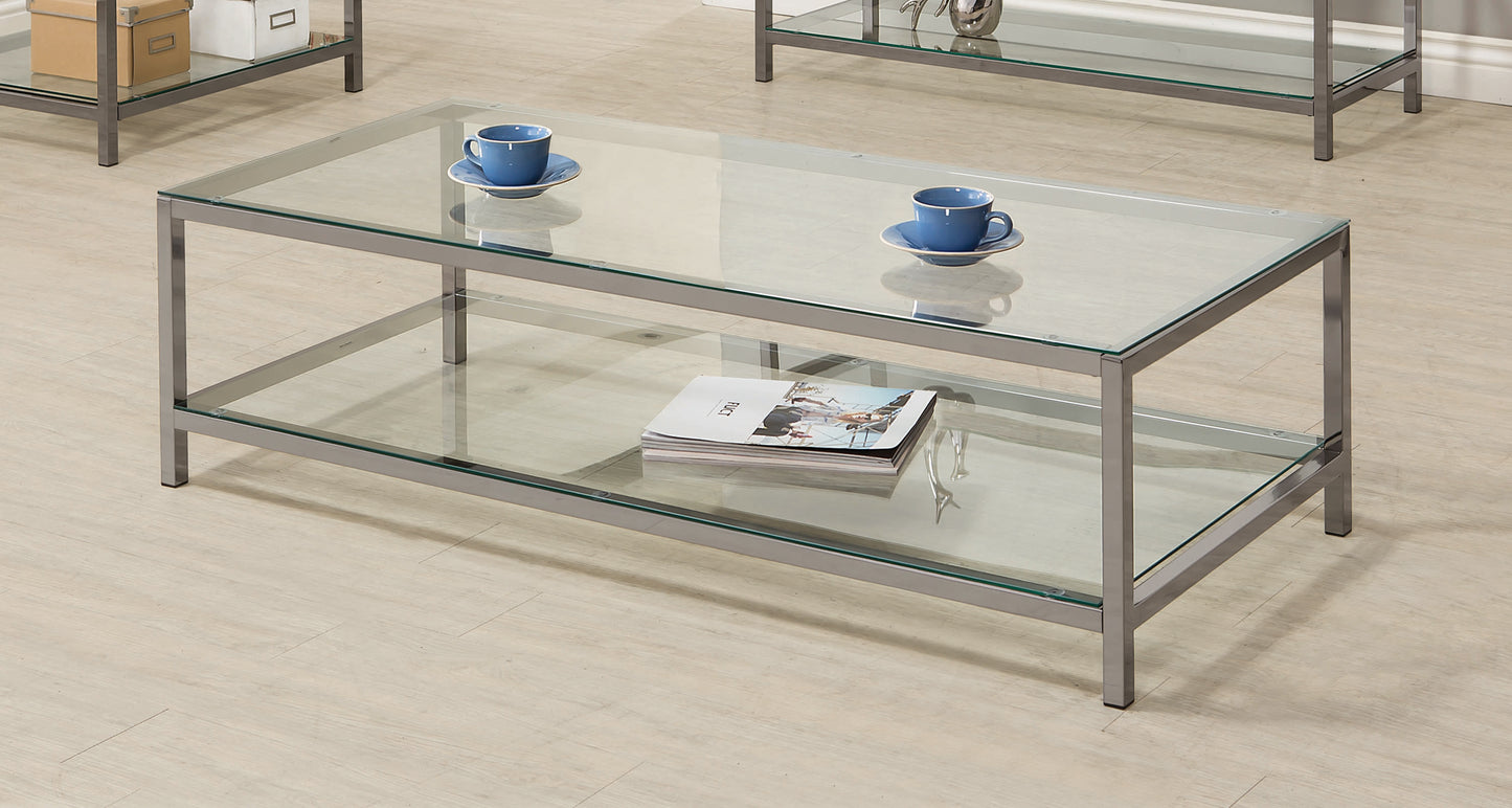 Trini 1-shelf Glass Top Coffee Table Black Nickel