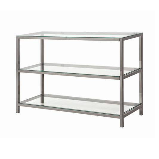 Trini 2-shelf Glass Top Entryway Console Table Black Nickel