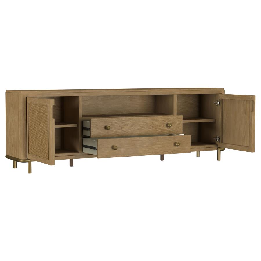 Arini Rattan Cane 2-Door Tv Stand Media Console Sand Wash