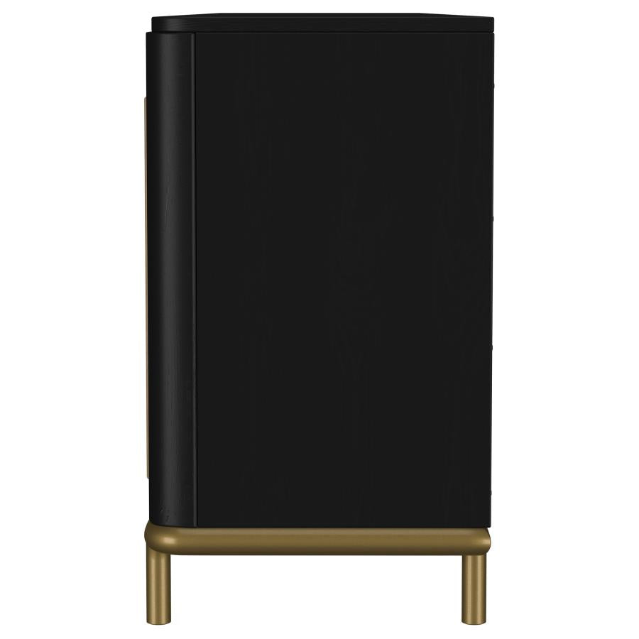 Arini Rattan Cane 2-Door Tv Stand Media Console Black