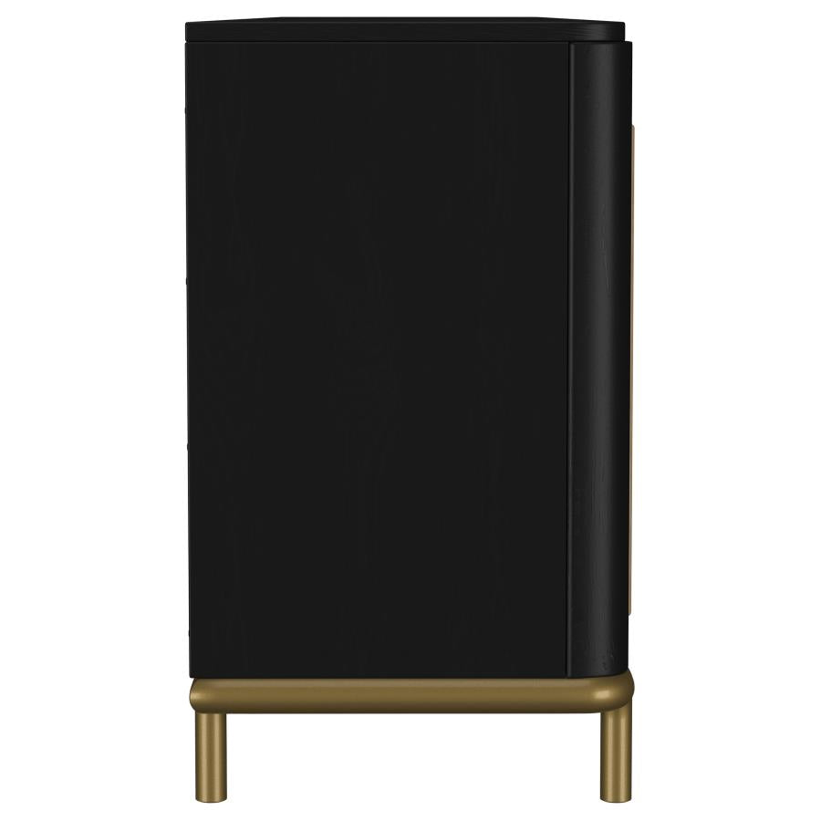 Arini Rattan Cane 2-Door Tv Stand Media Console Black