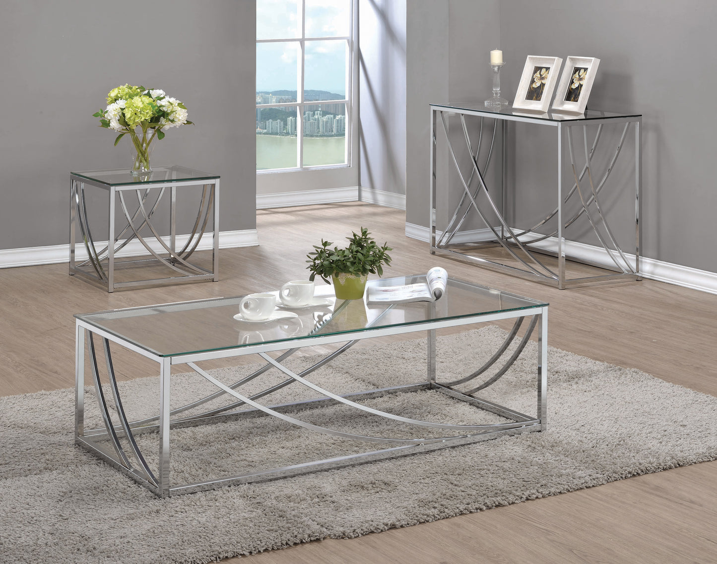 Lille Rectangular Glass Top Coffee Table Chrome