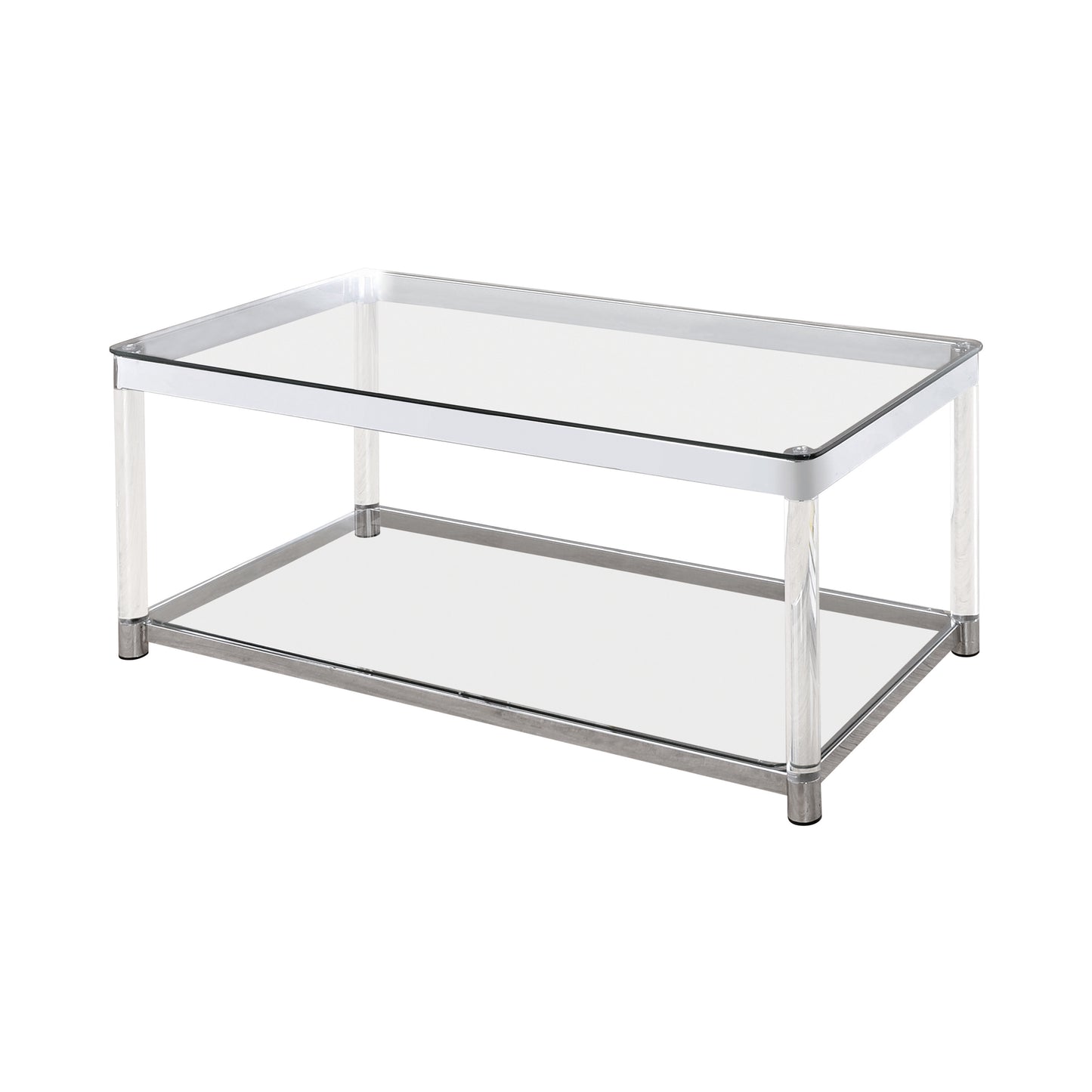 Anne Rectangular Glass Top Acrylic Leg Coffee Table Chrome