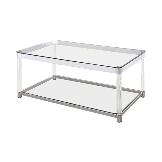 Anne Rectangular Glass Top Acrylic Leg Coffee Table Chrome