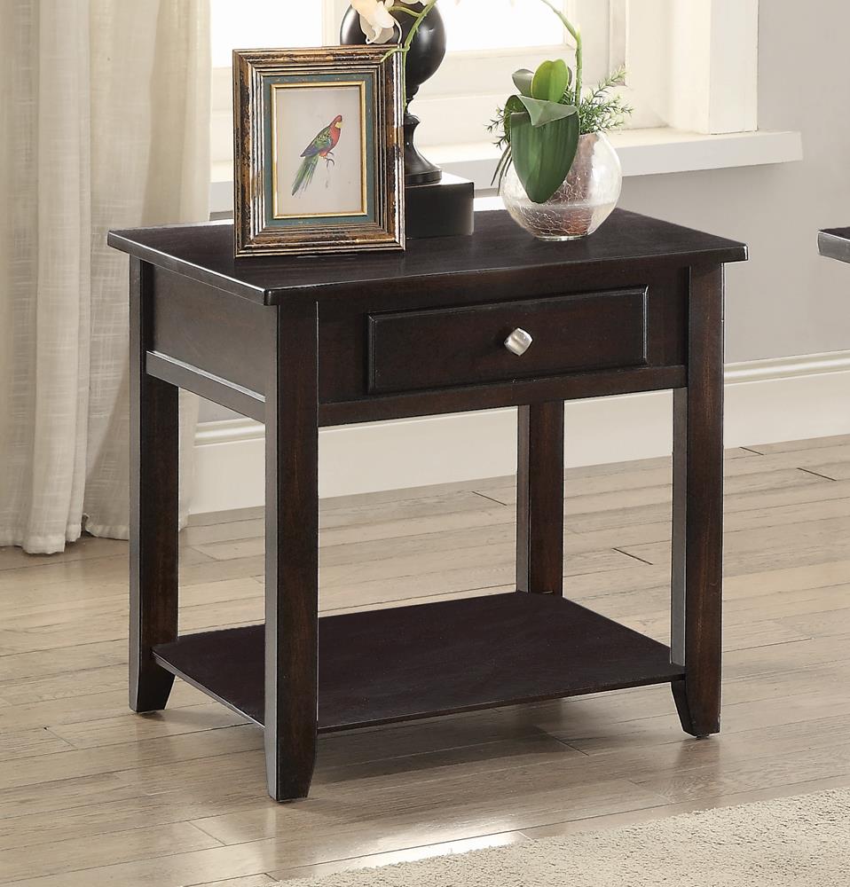 Transitional Walnut One-Drawer End Table - ATL FURNITURE