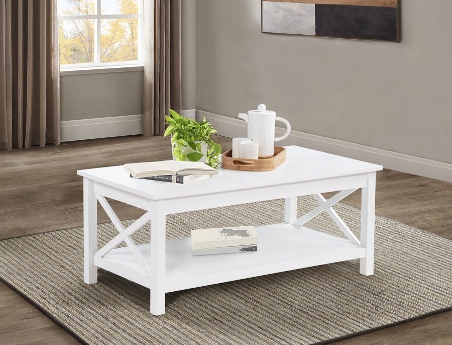 Skyview 44-Inch Rectangular Lift Top Coffee Table White