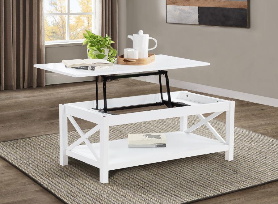 Skyview 44-Inch Rectangular Lift Top Coffee Table White