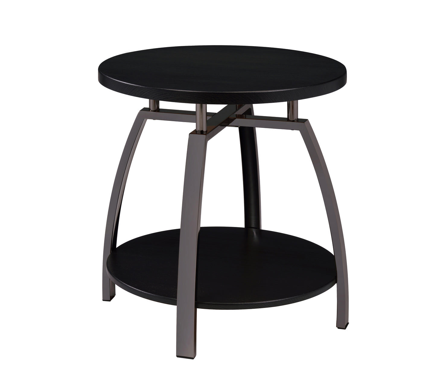 Dacre Round Engineered Wood Top Side End Table Dark Grey