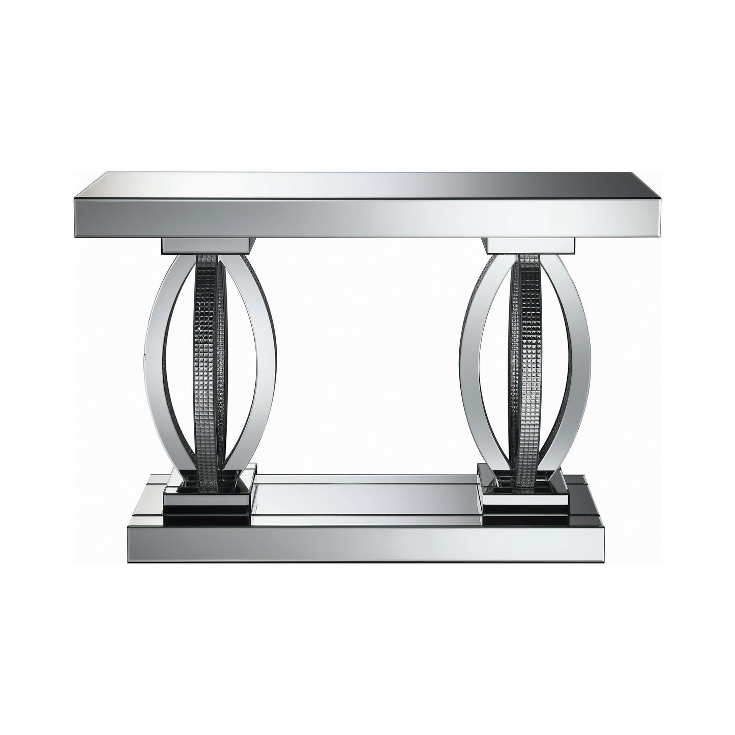 Amalia Mirrored Acrylic Entryway Sofa Console Table Silver