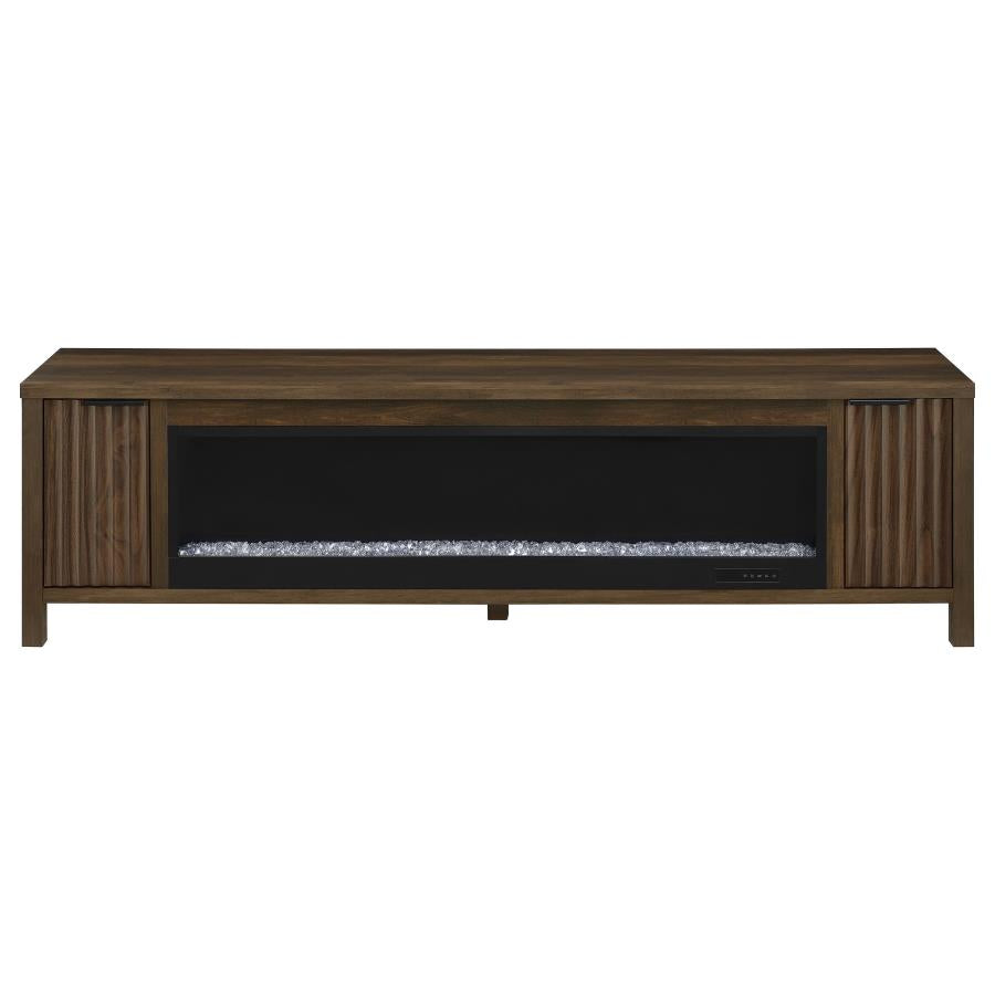 Carey 79-Inch Tv Stand Fireplace Media Console Dark Pine