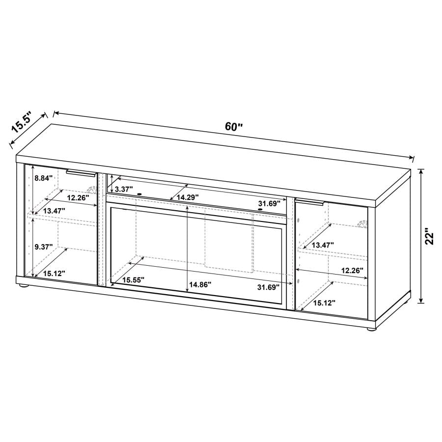 Fuller 60-Inch 2-Door Tv Stand Fireplace Media Console Mango