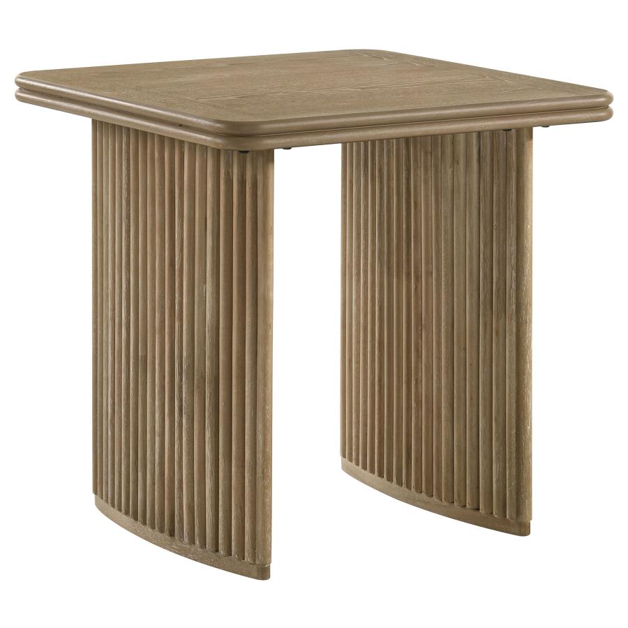 Adina 2-Piece Wood Coffee Table Set Distressed Light Brown