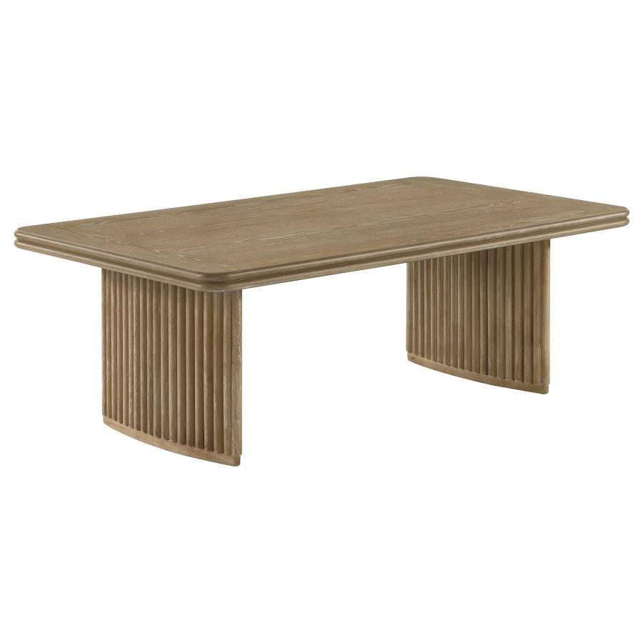 Adina 2-Piece Wood Coffee Table Set Distressed Light Brown
