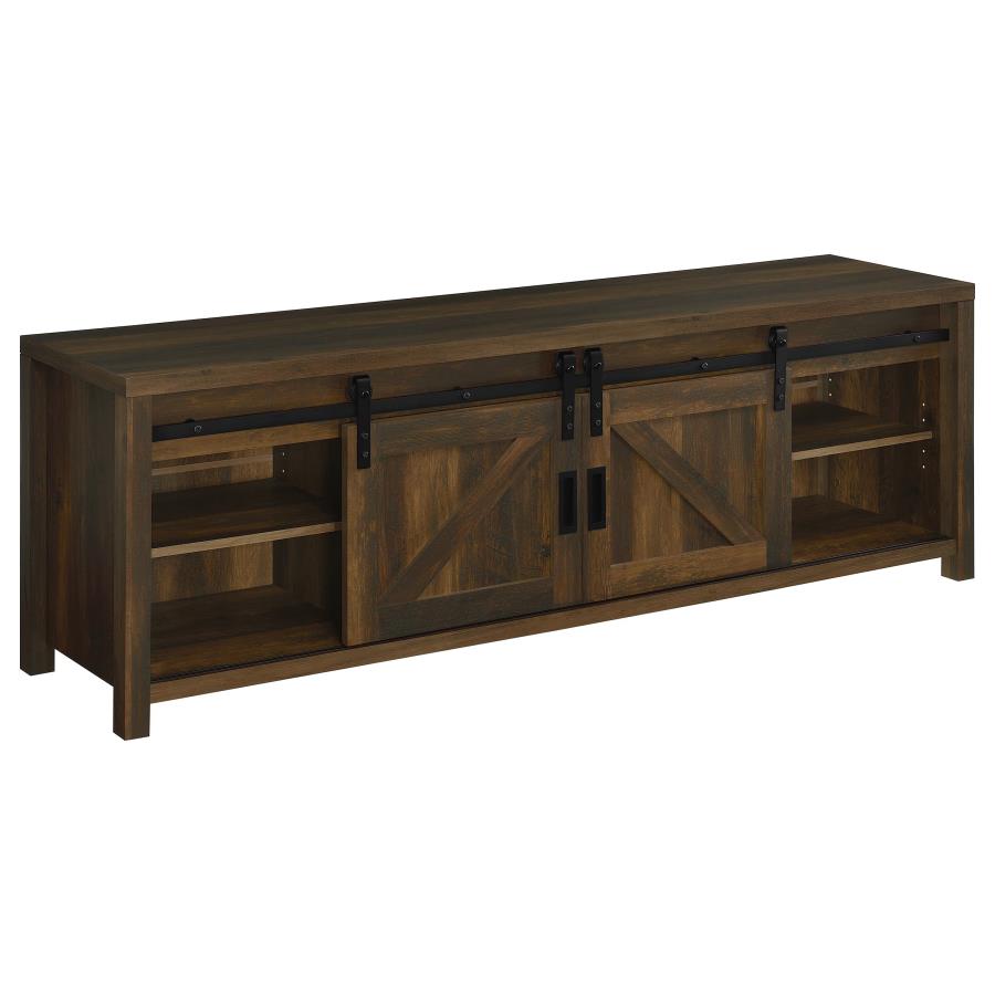 Enfield 71-Inch Tv Stand Fireplace Media Console Dark Pine