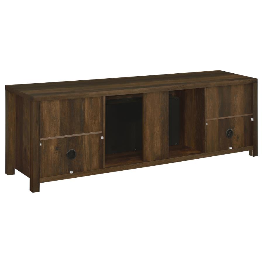 Enfield 71-Inch Tv Stand Fireplace Media Console Dark Pine