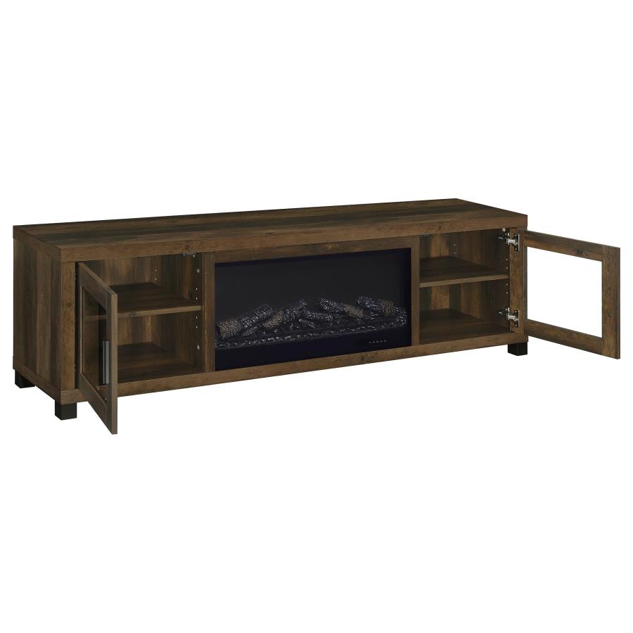 Havering 71-Inch Tv Stand Fireplace Media Console Dark Pine