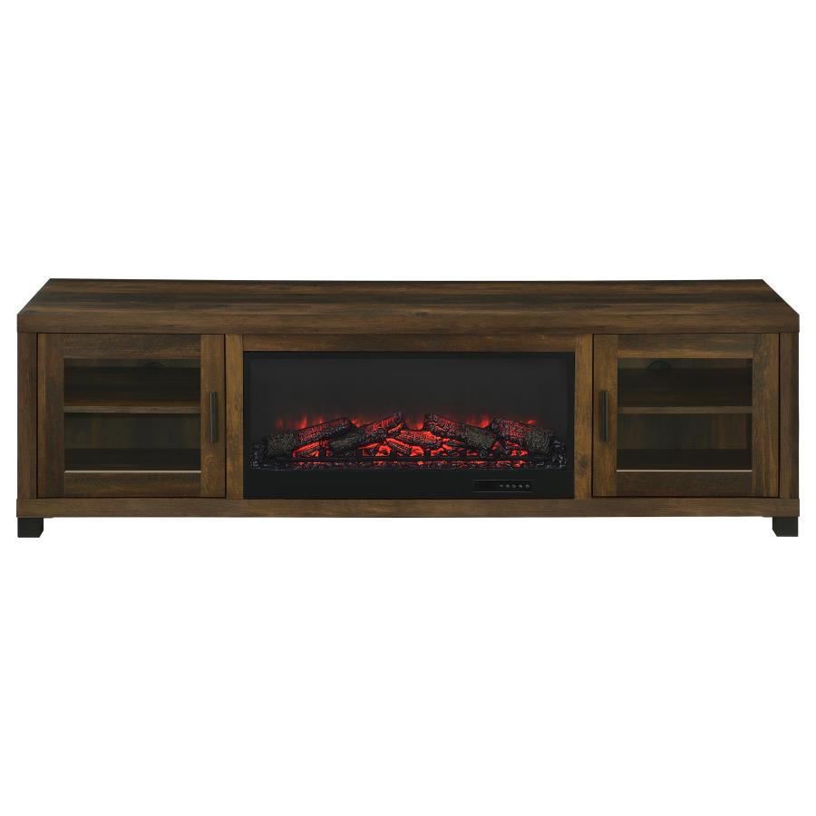 Havering 71-Inch Tv Stand Fireplace Media Console Dark Pine