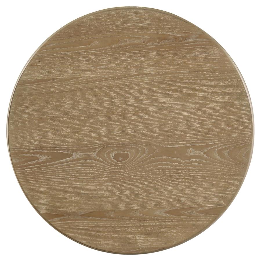 Adina 2-Piece Round Coffee Table Set Distressed Light Brown