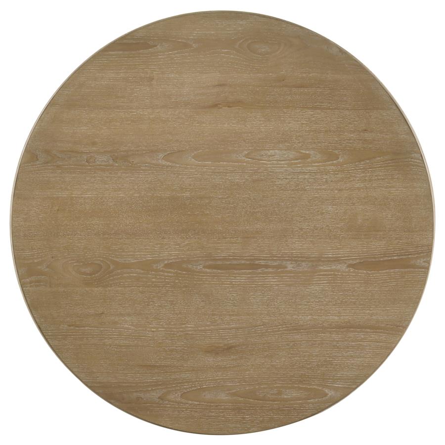 Adina 2-Piece Round Coffee Table Set Distressed Light Brown