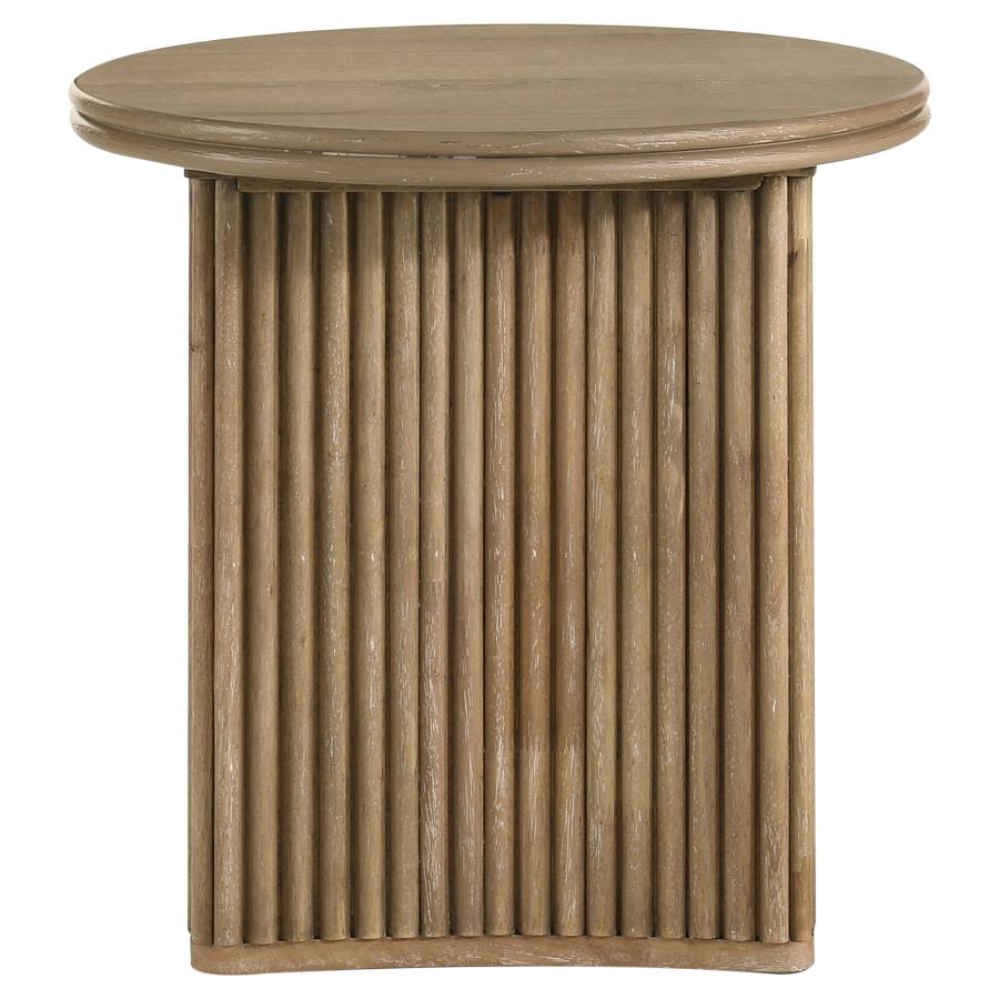 Adina 3-Piece Round Coffee Table Set Distressed Light Brown
