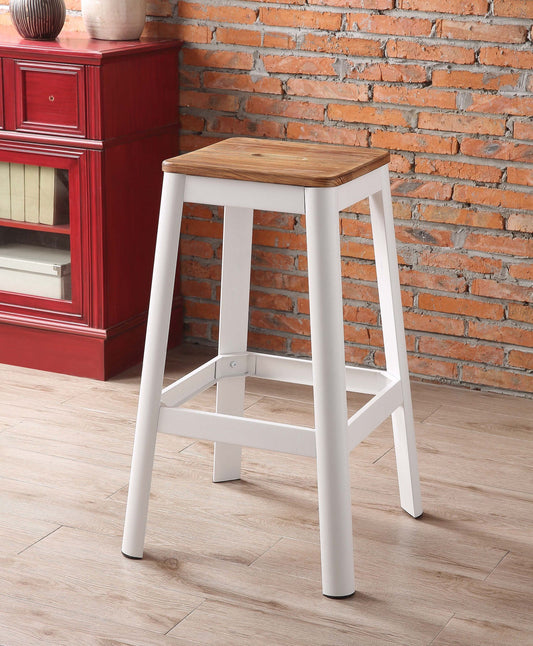 Jacotte Natural & White Bar Stool (1Pc) - ATL FURNITURE