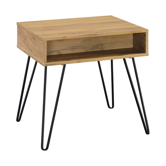 Fanning Engineered Wood Side End Table Golden Oak