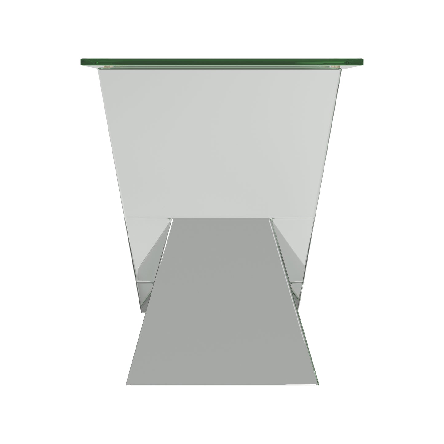 Taffeta V-shaped End Table with Glass Top Silver