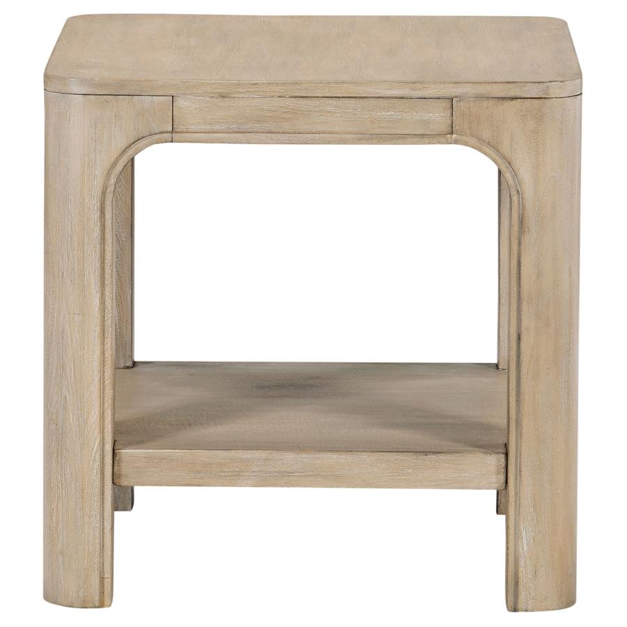 Solano Square Wood Side End Table With Shelf Weathered Mango