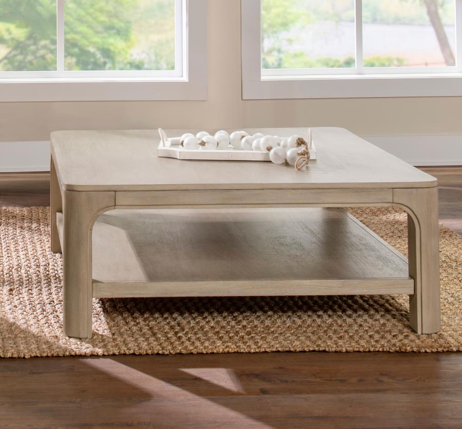 Solano Square Wood Cocktail Coffee Table Weathered Mango
