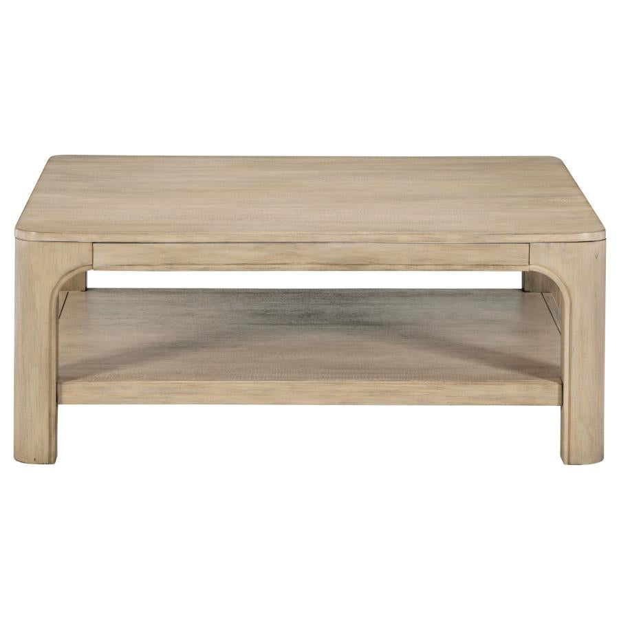 Solano Square Wood Cocktail Coffee Table Weathered Mango