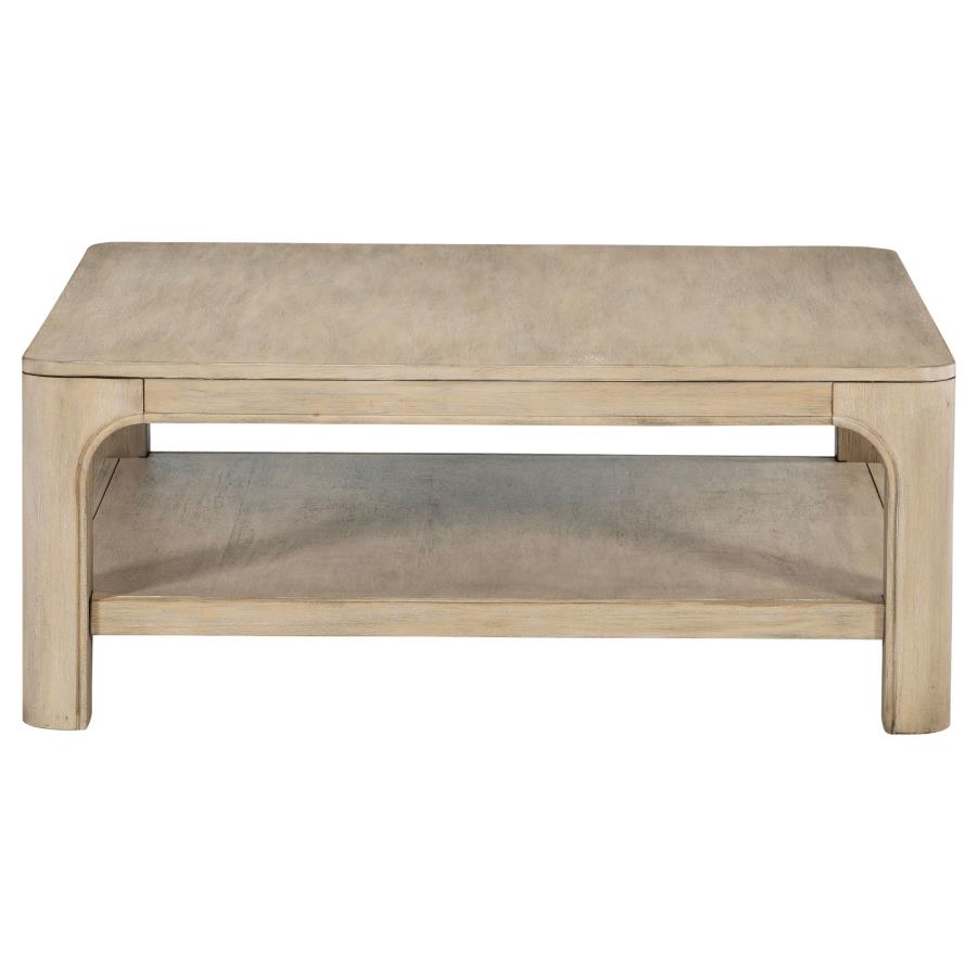 Solano Square Wood Cocktail Coffee Table Weathered Mango
