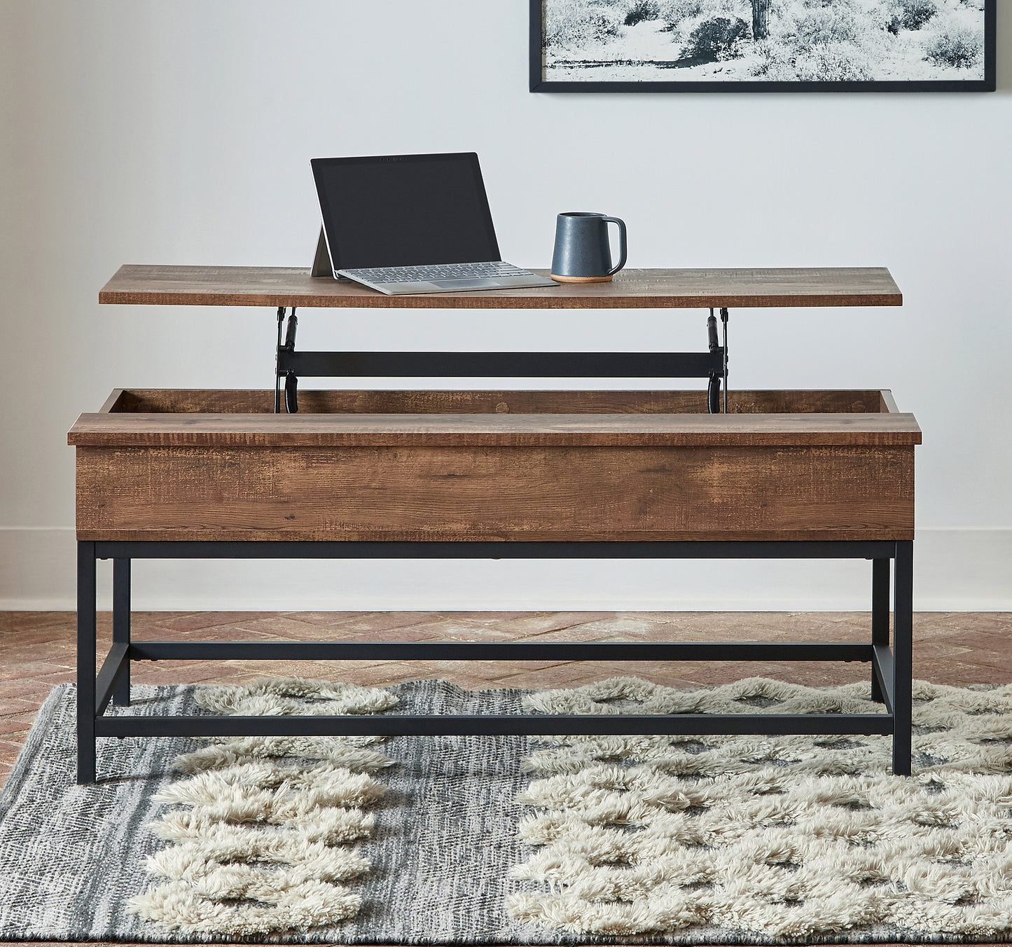 Byers Engineered Wood Lift Top Coffee Table Brown Oak