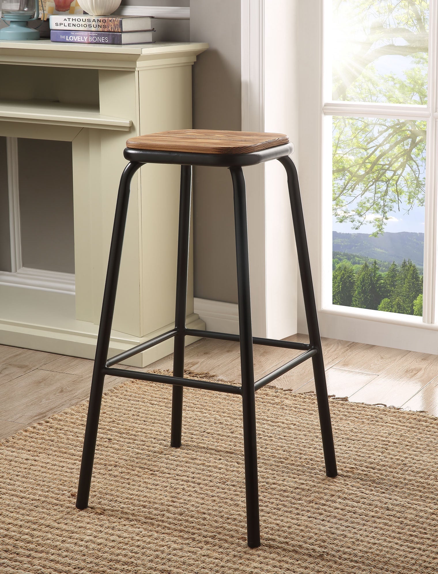 Scarus Natural & Black Bar Stool - ATL FURNITURE