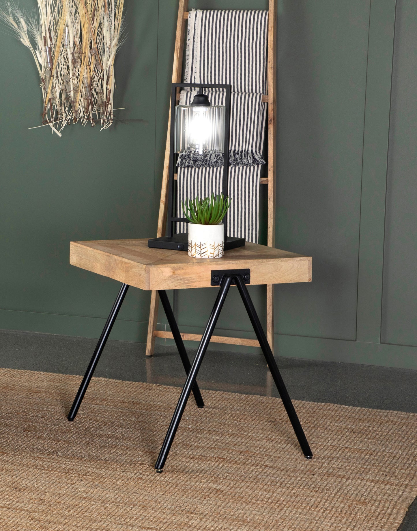Avery Square Solid Mango Wood Side End Table Natural