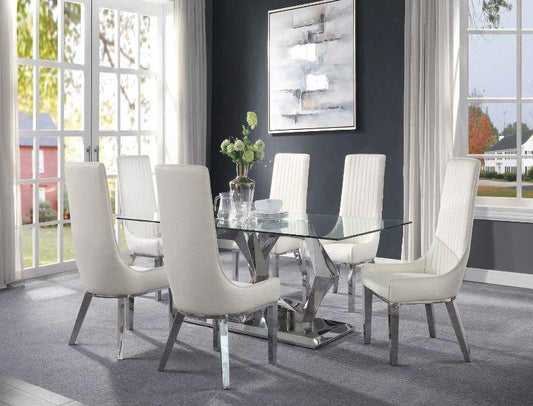 Gianna Clear Glass & Stainless Steel Dining Room Set - ATL FURNITURE